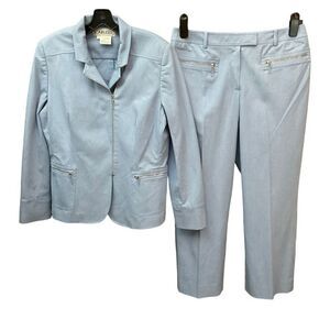 Carlisle Vintage Pantsuit Jacket Pants Sporty Cotton Blend Light Blue Women 14